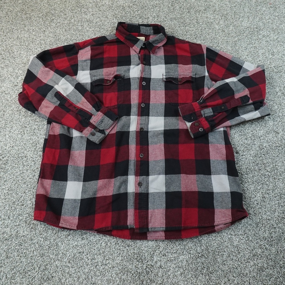 RedHead Shirt Mens 2XL Red Plaid Flannel Button Up Long Sleeve Outdoor Work Top